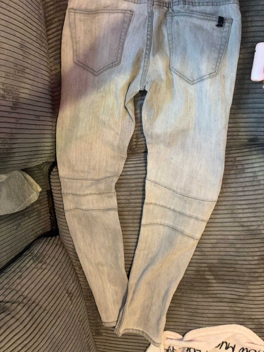 Light Gray Women's Moto Jeans - Picture 2 of 8
